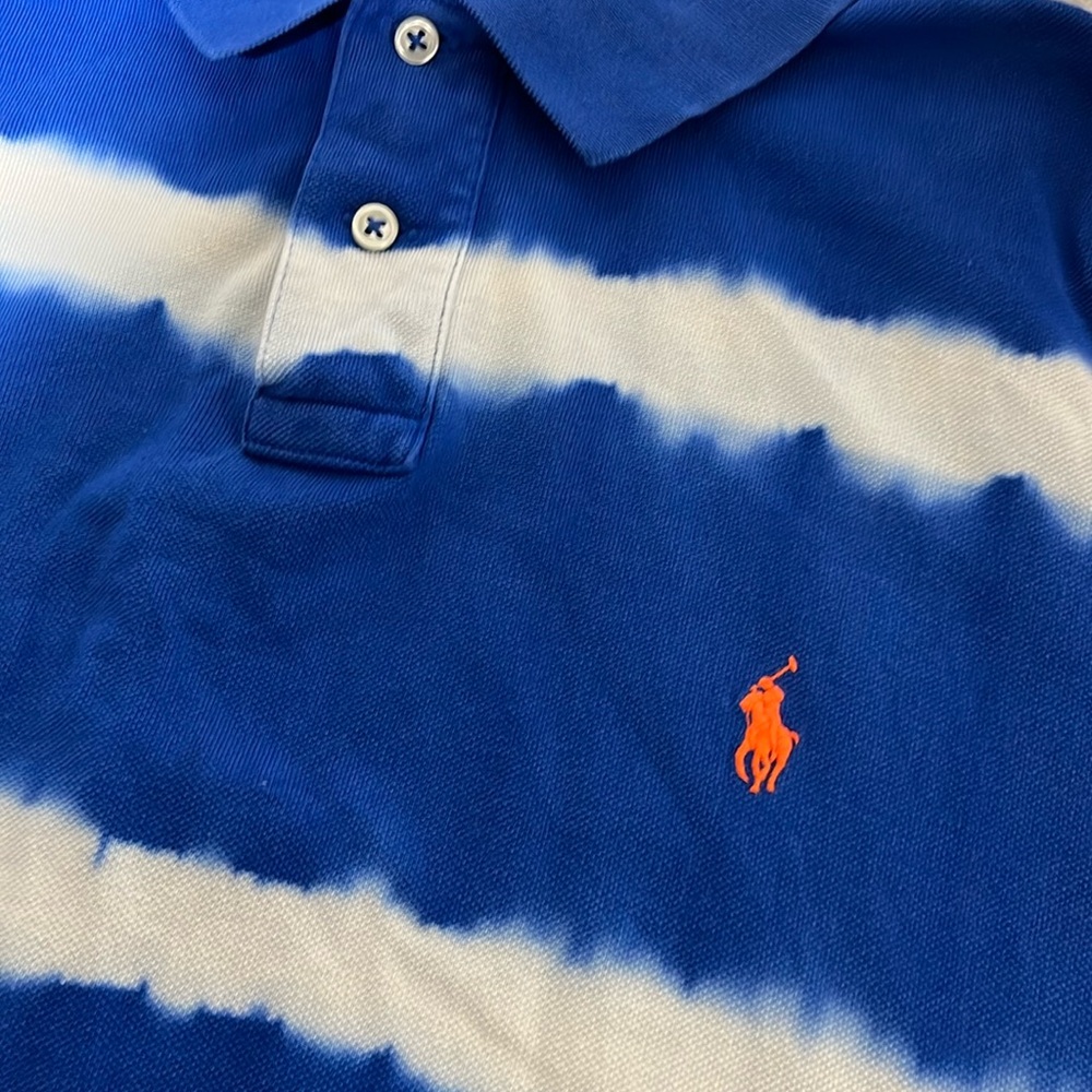 Vtg Ralph Lauren tie dye polo blue and white XXL - Picture 11 of 11